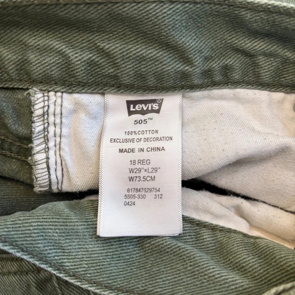 Levi Strauss 505 Straight Jeans Olive Green‎ W29 L29, Kids 18R